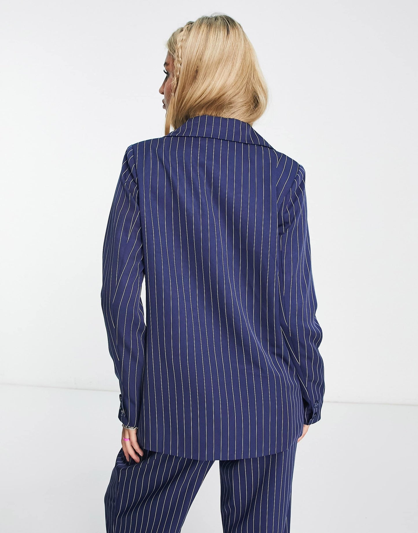 Daisy Street relaxed oversized blazer in blue pinstripe co-ord