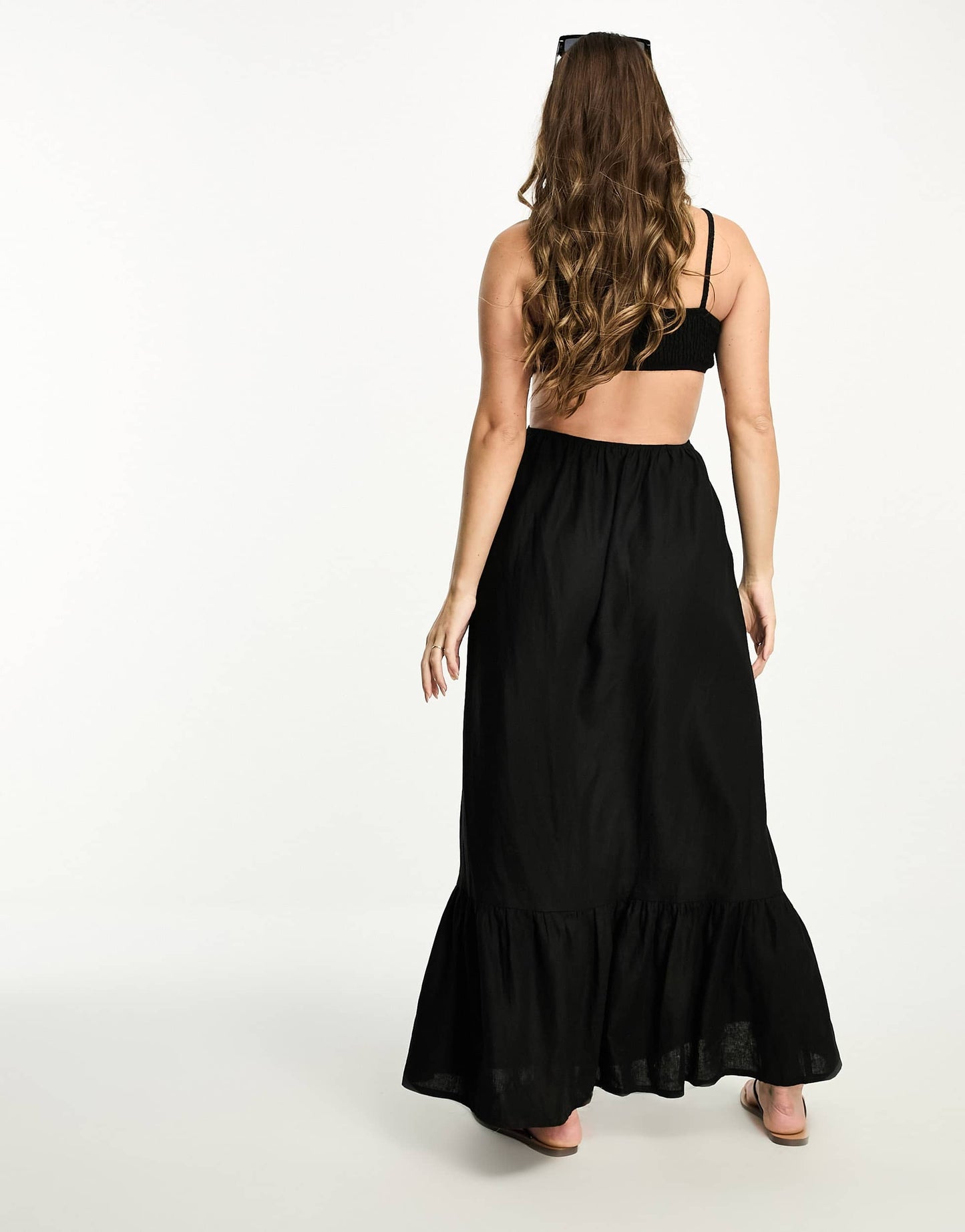The Frolic exclusive Maternity emerald cut out maxi summer dress in black