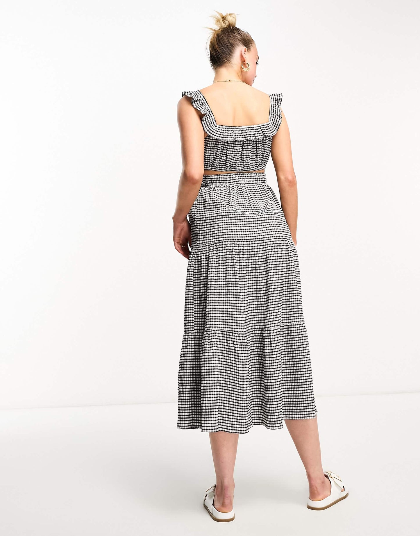 The Frolic exclusive Maternity tiered summer beach skirt co-ord in black and white gingham