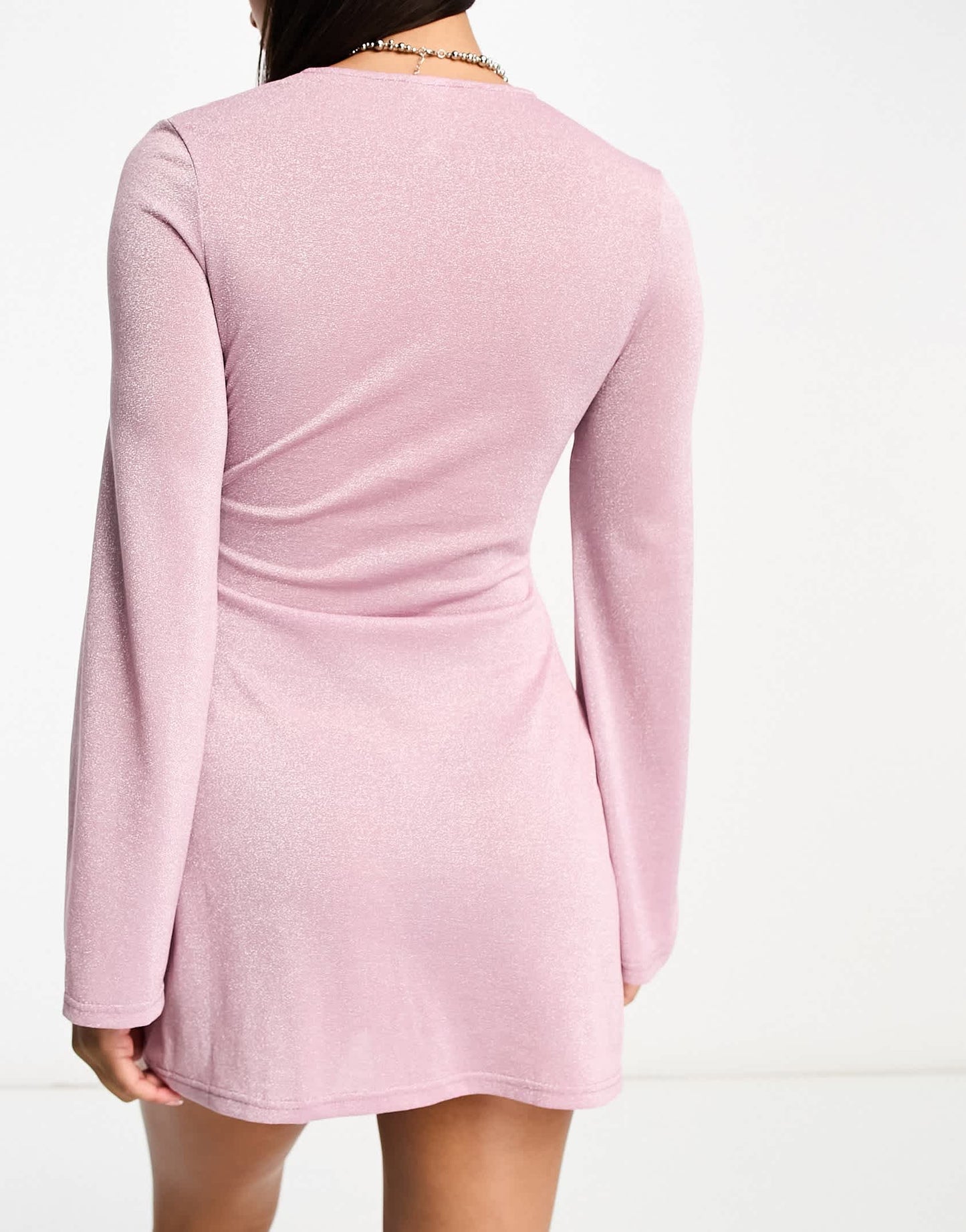 The Frolic exclusive serpentine long sleeve mini summer dress in lilac