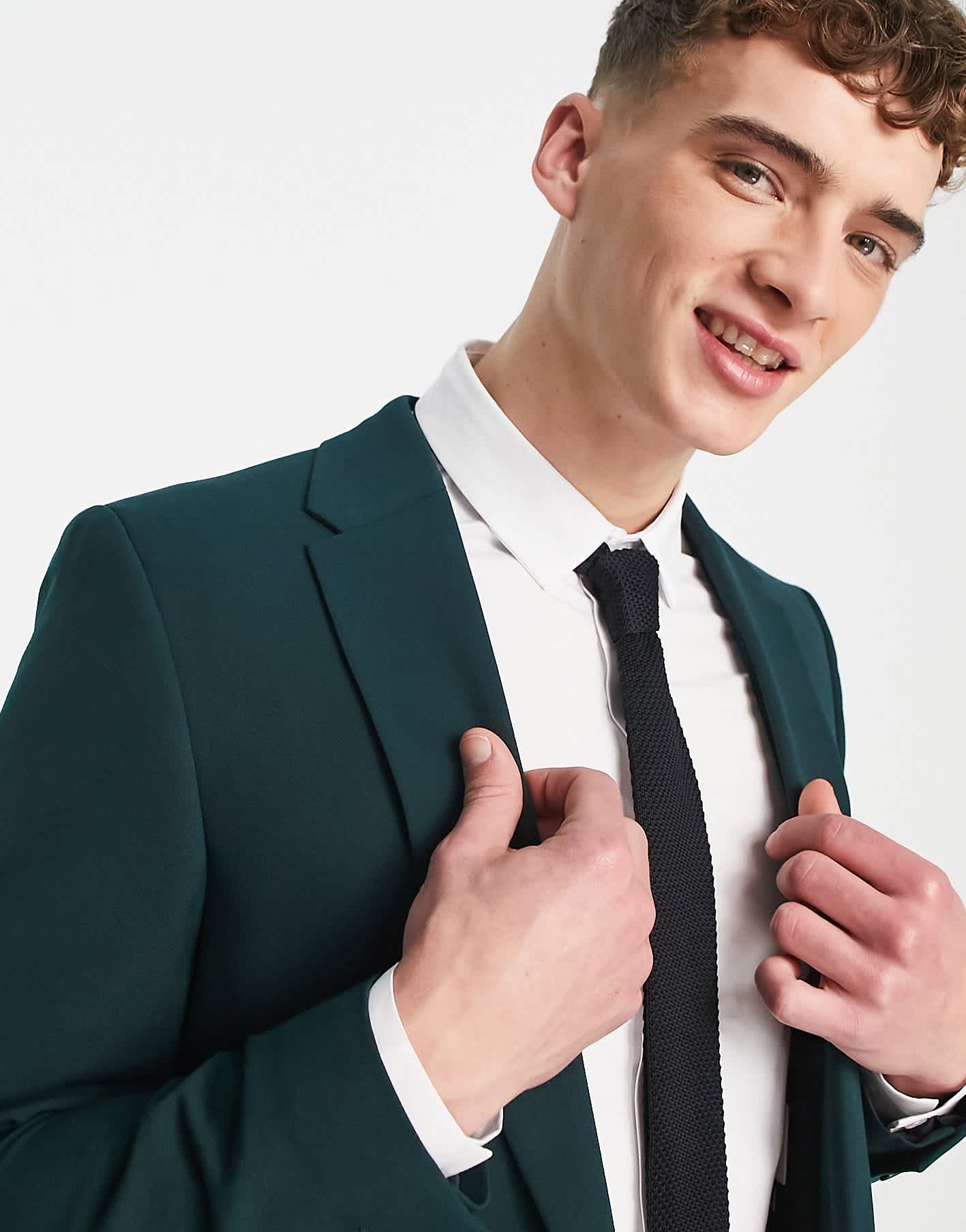 River Island super skinny suit jacket in green
