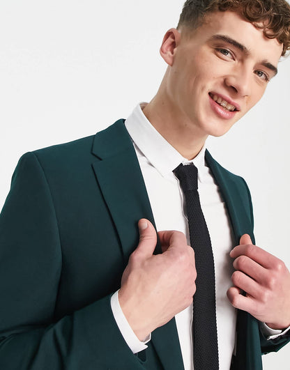 River Island super skinny suit jacket in green