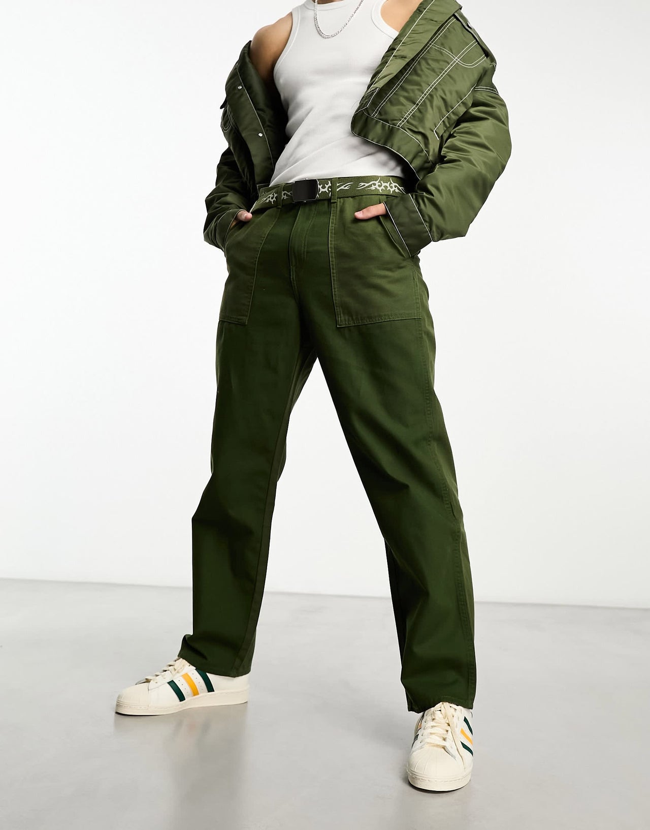 Weekday Joel workwear trousers in khaki