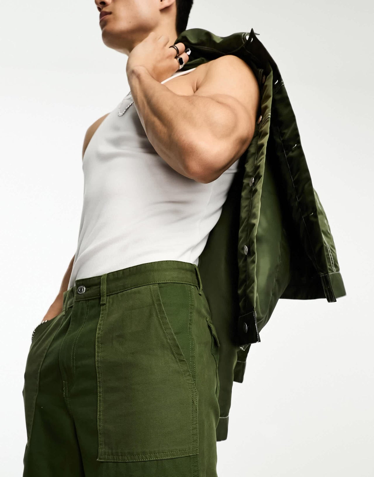 Weekday Joel workwear trousers in khaki