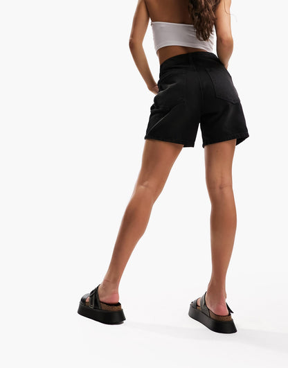 ASOS DESIGN Hourglass denim dad short in washed black