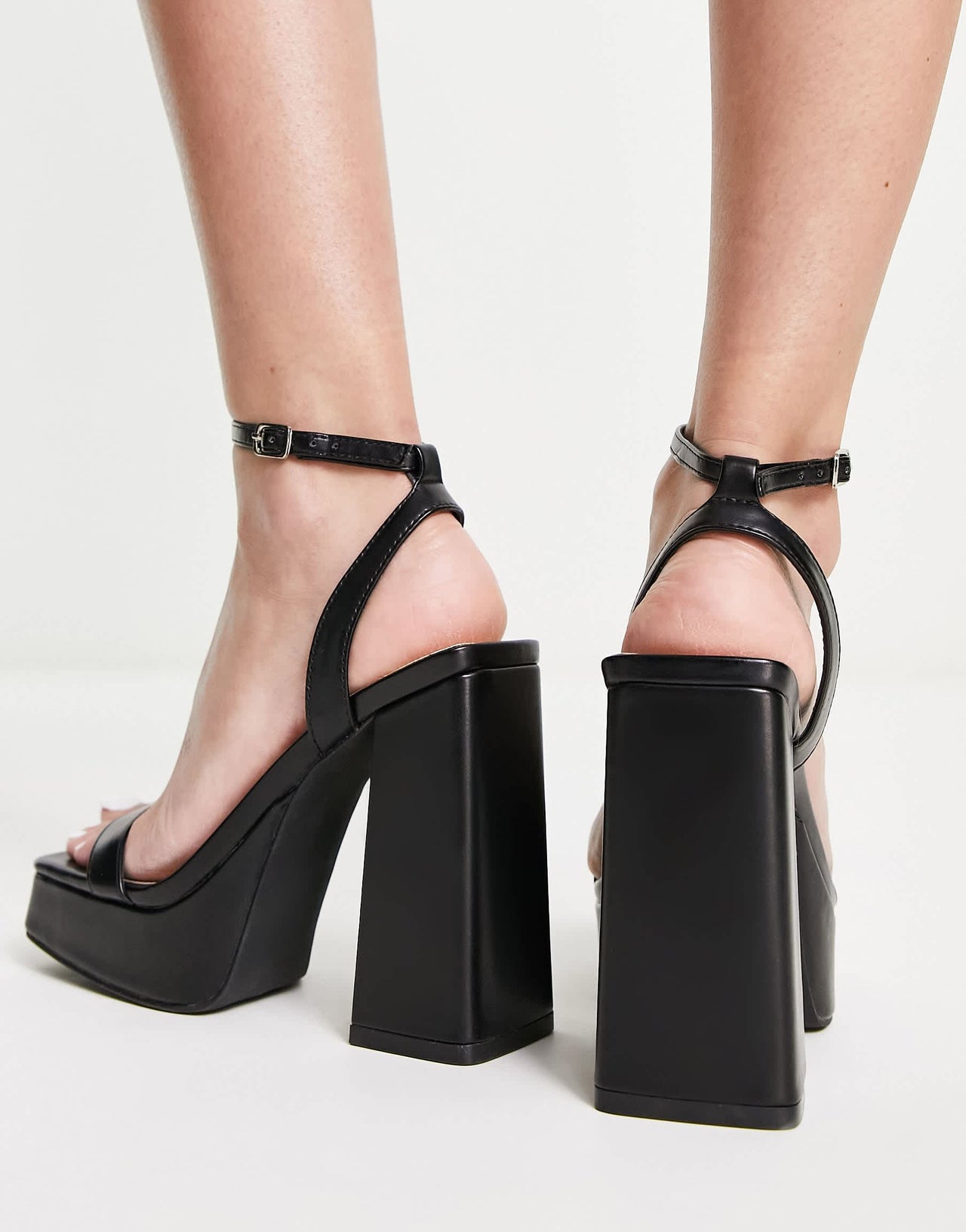 Glamorous platform heel sandals in black
