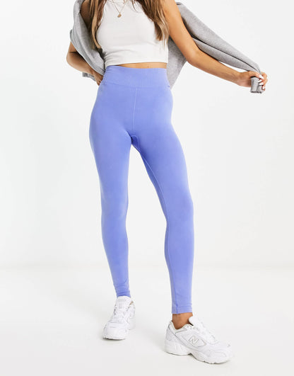 Stradivarius seamless legging with deep waist in washed blue