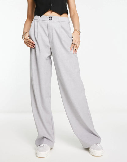 Stradivarius wide leg relaxed dad trousers in grey