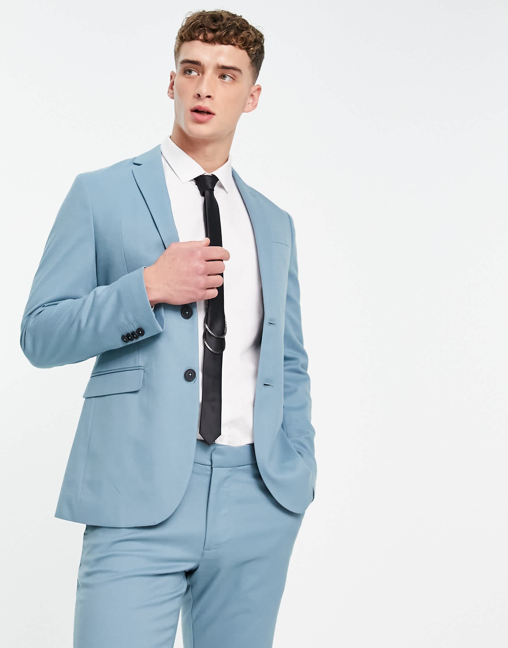 New Look skinny suit jacket in turquoise