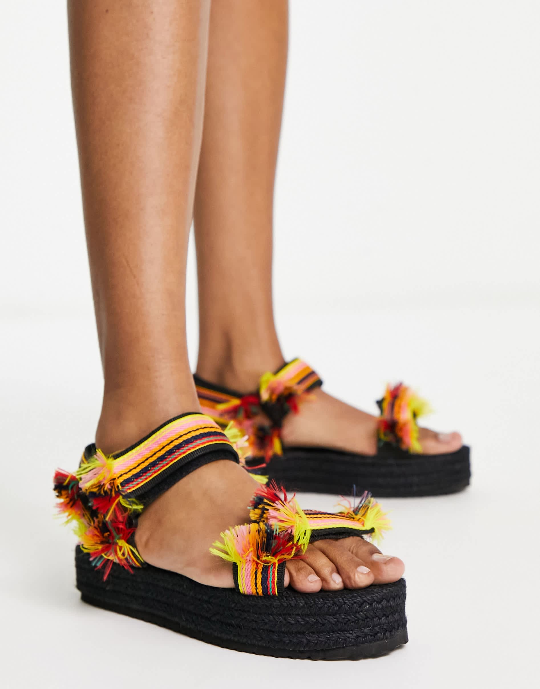 ASOS DESIGN Junction sport sandal espadrille in black and red