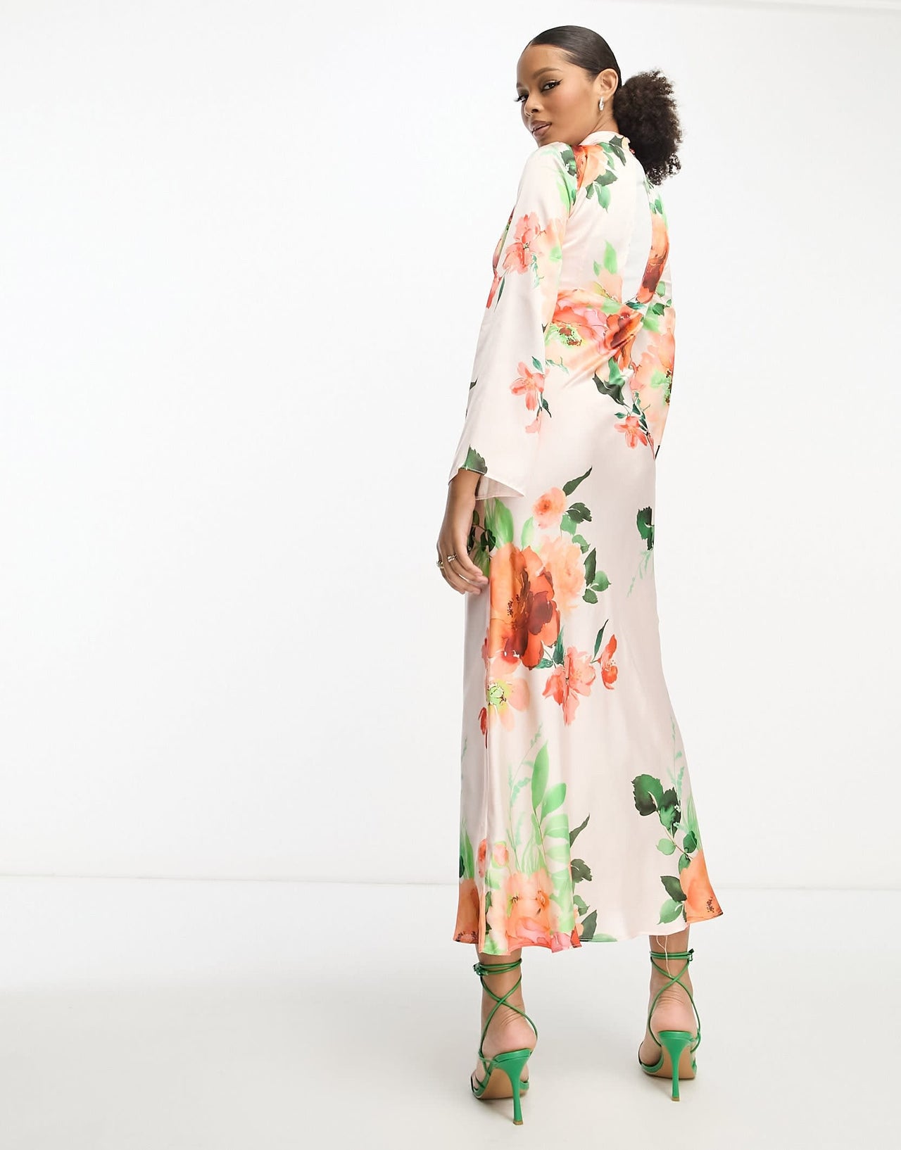 ASOS DESIGN twist high neck bias maxi dress in floral print