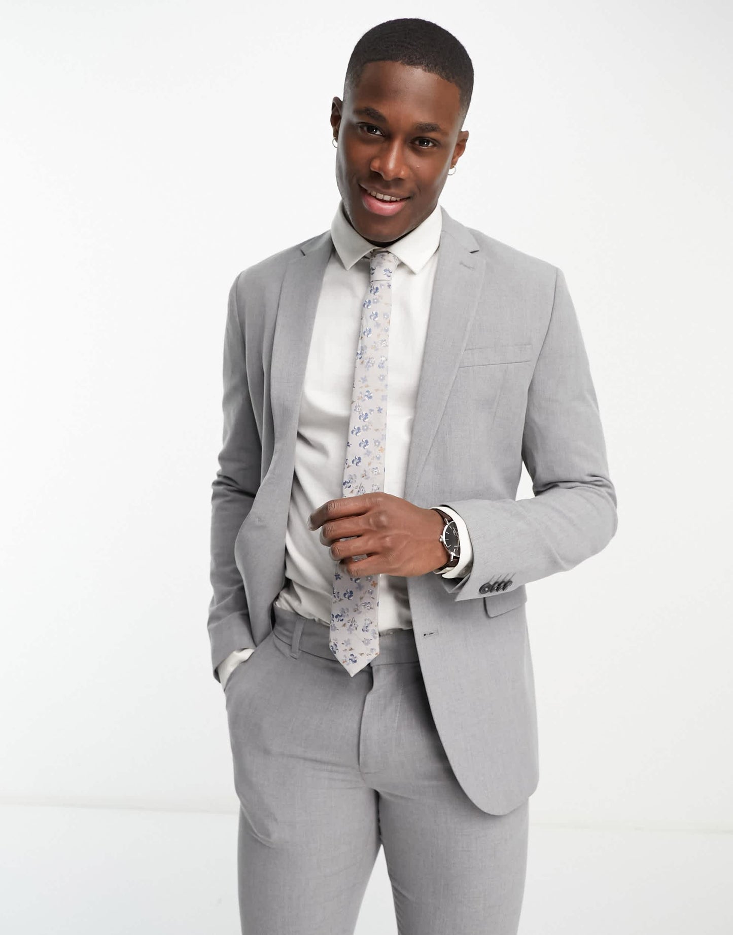 New Look skinny suit jacket in grey