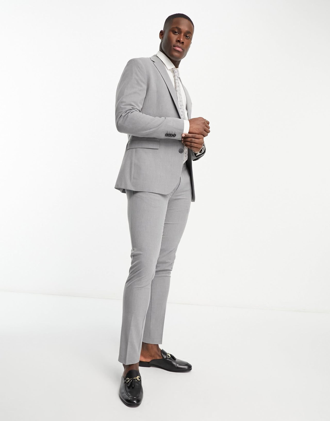 New Look skinny suit jacket in grey