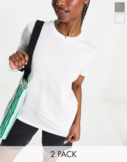 ASOS DESIGN ultimate oversized T-shirt  2 pack in white and khaki