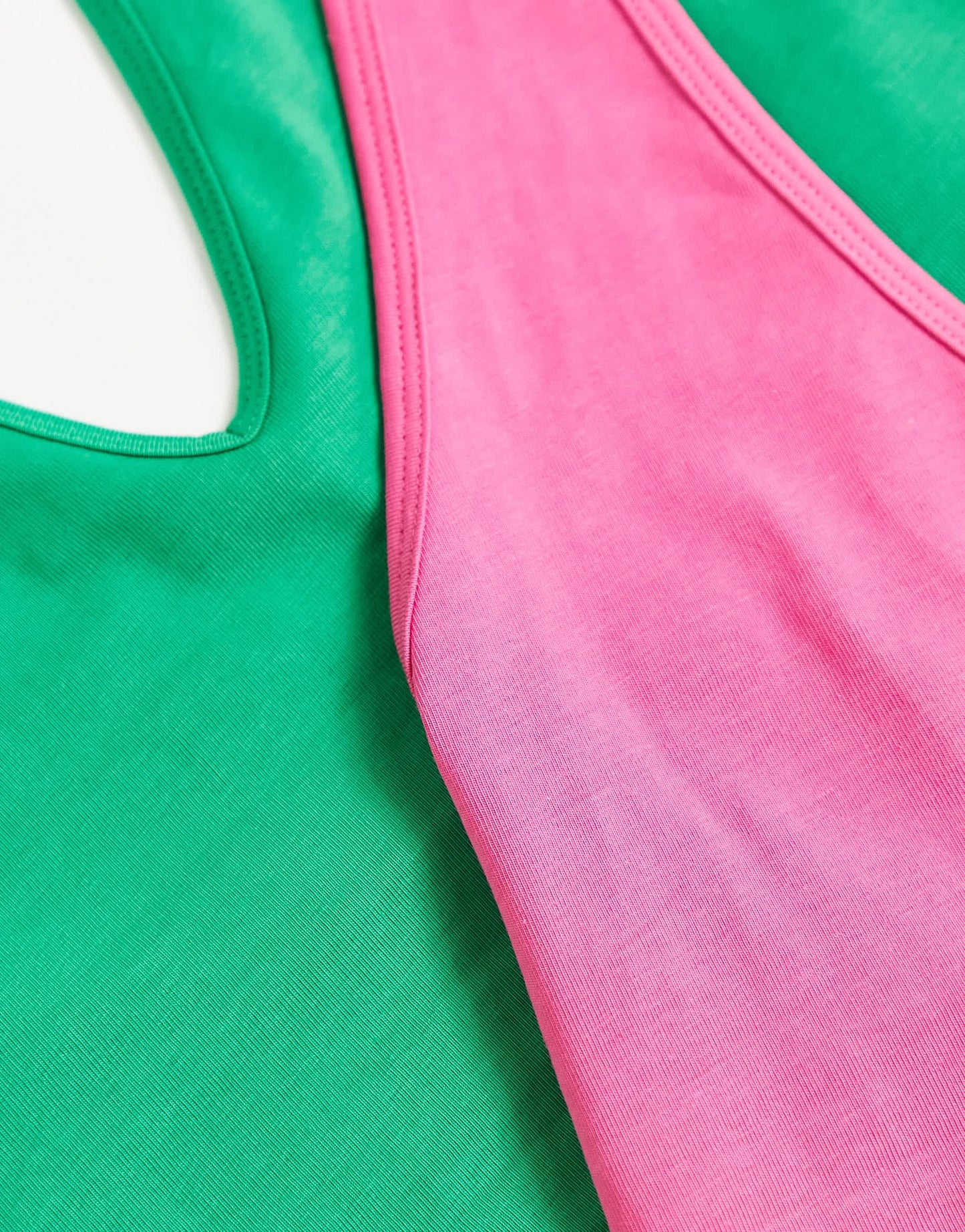 ASOS DESIGN halter neck crop top 2 pack in green and pink