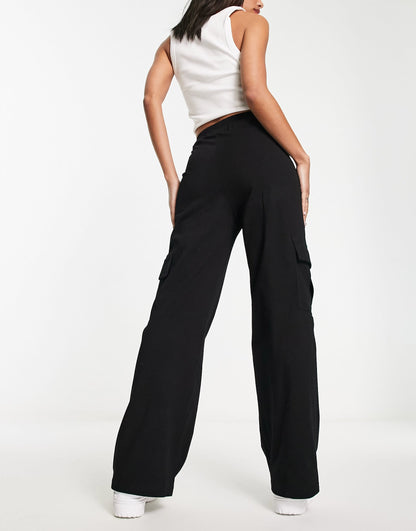 Urban Revivo cargo trousers in black