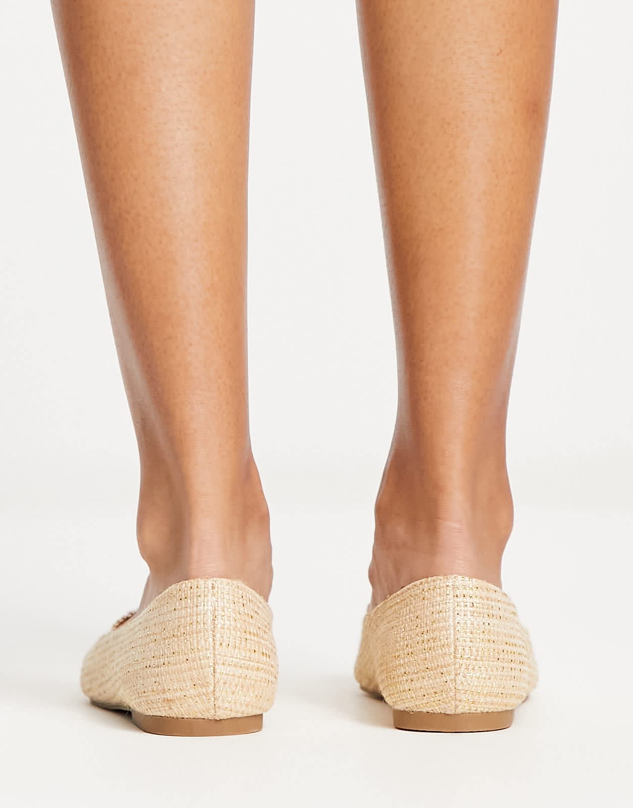 ASOS DESIGN Lola faux pearl pointed ballet flats in natural
