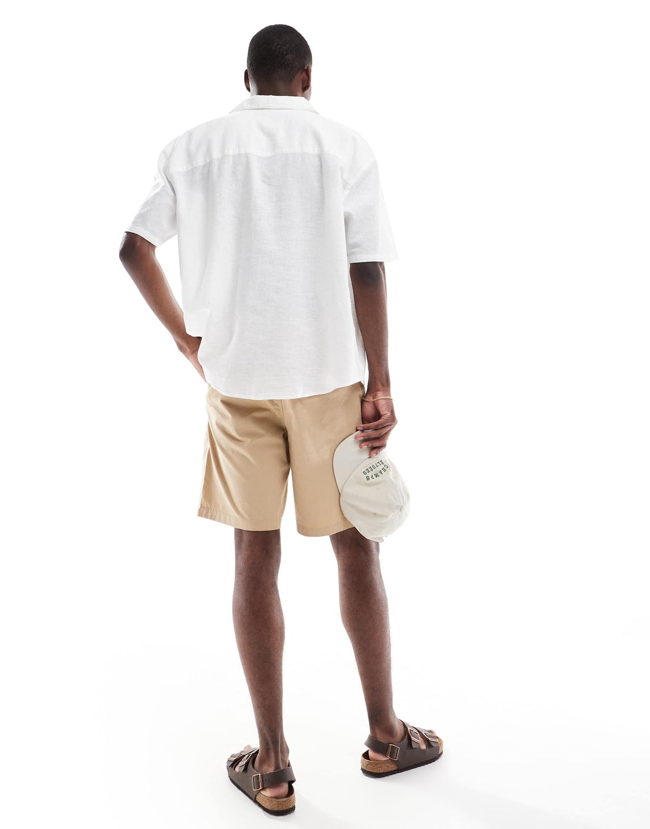 Selected cotton mix chino short in beige