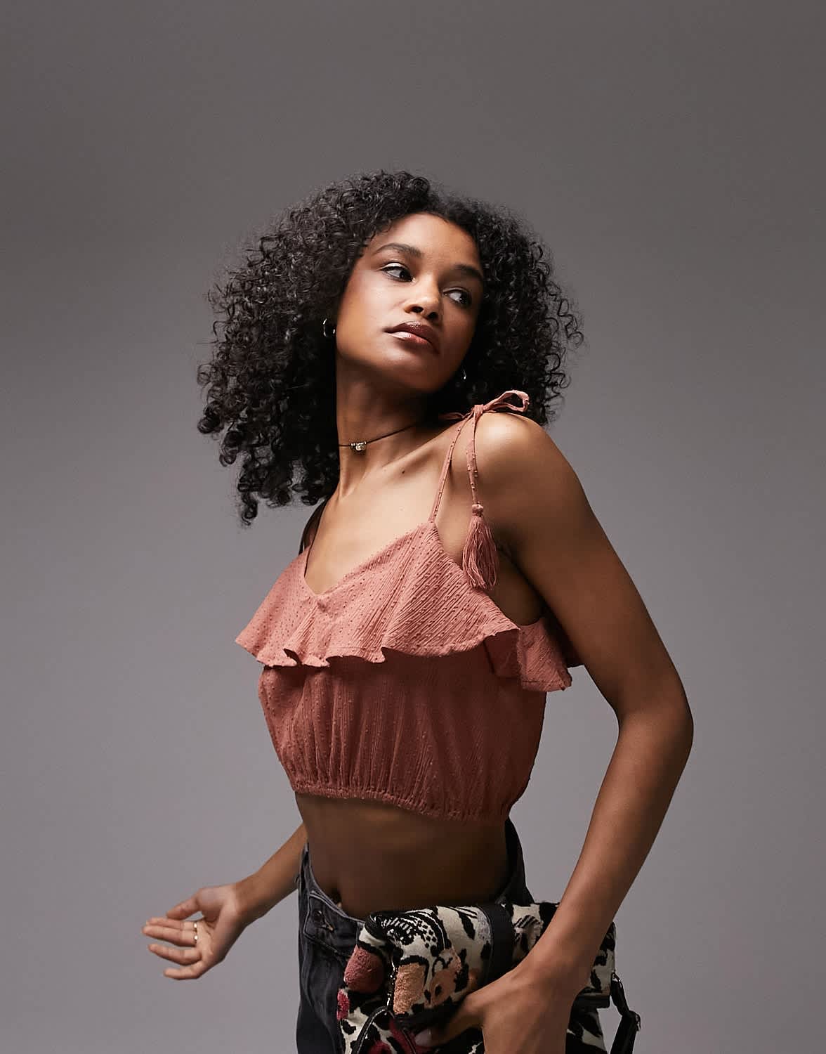 Topshop co-ord tassled beach cami in rust