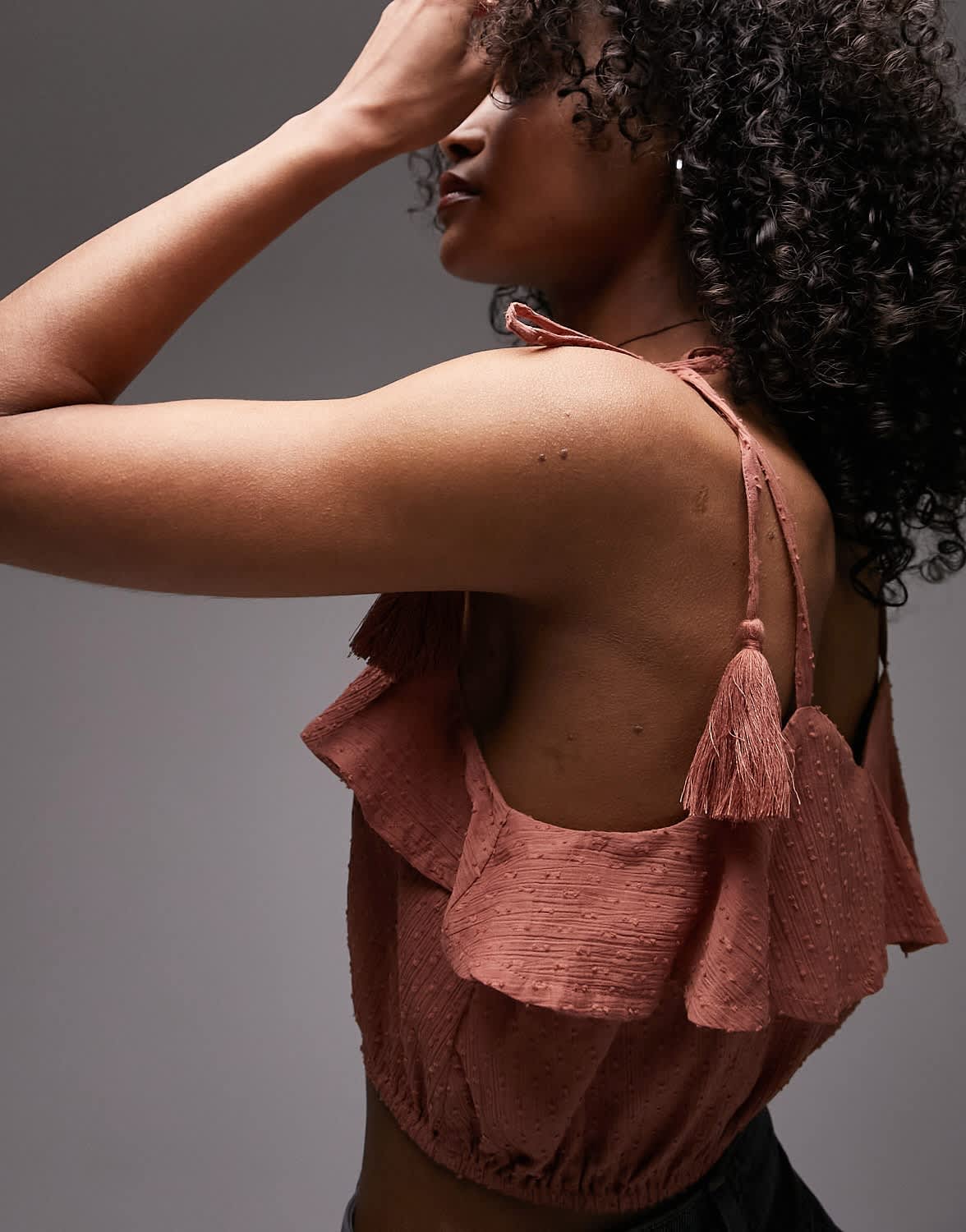 Topshop co-ord tassled beach cami in rust