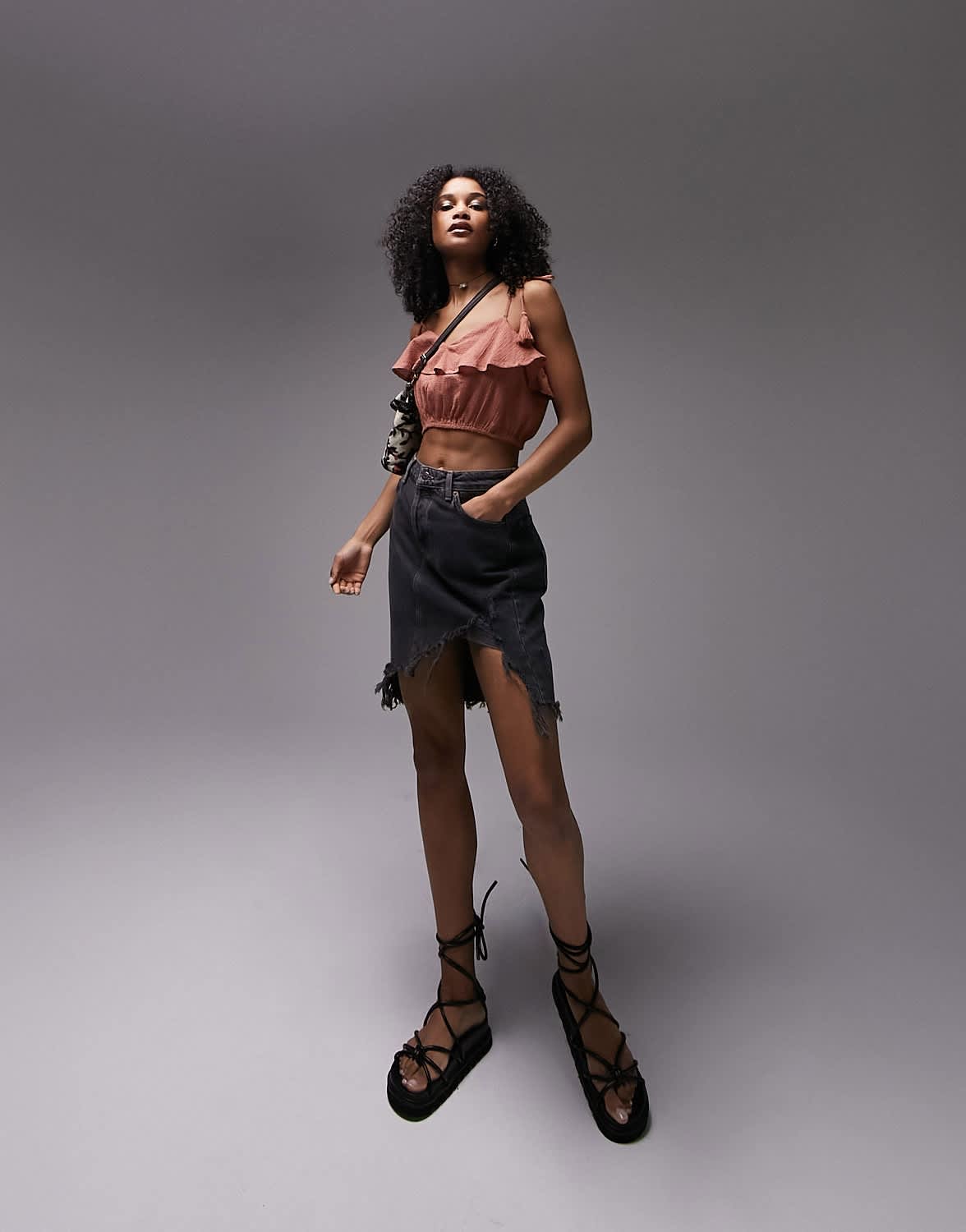 Topshop co-ord tassled beach cami in rust