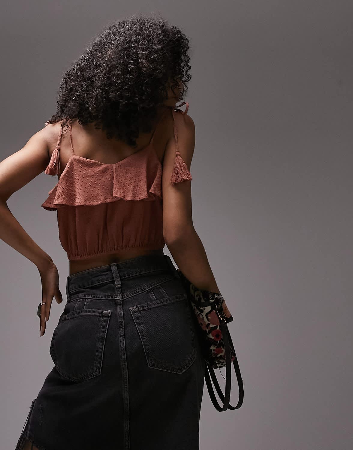 Topshop co-ord tassled beach cami in rust