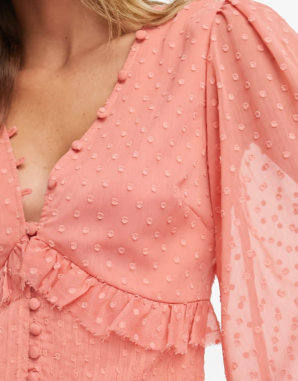 ASOS DESIGN button through pintuck mini dobby dress in deep rose
