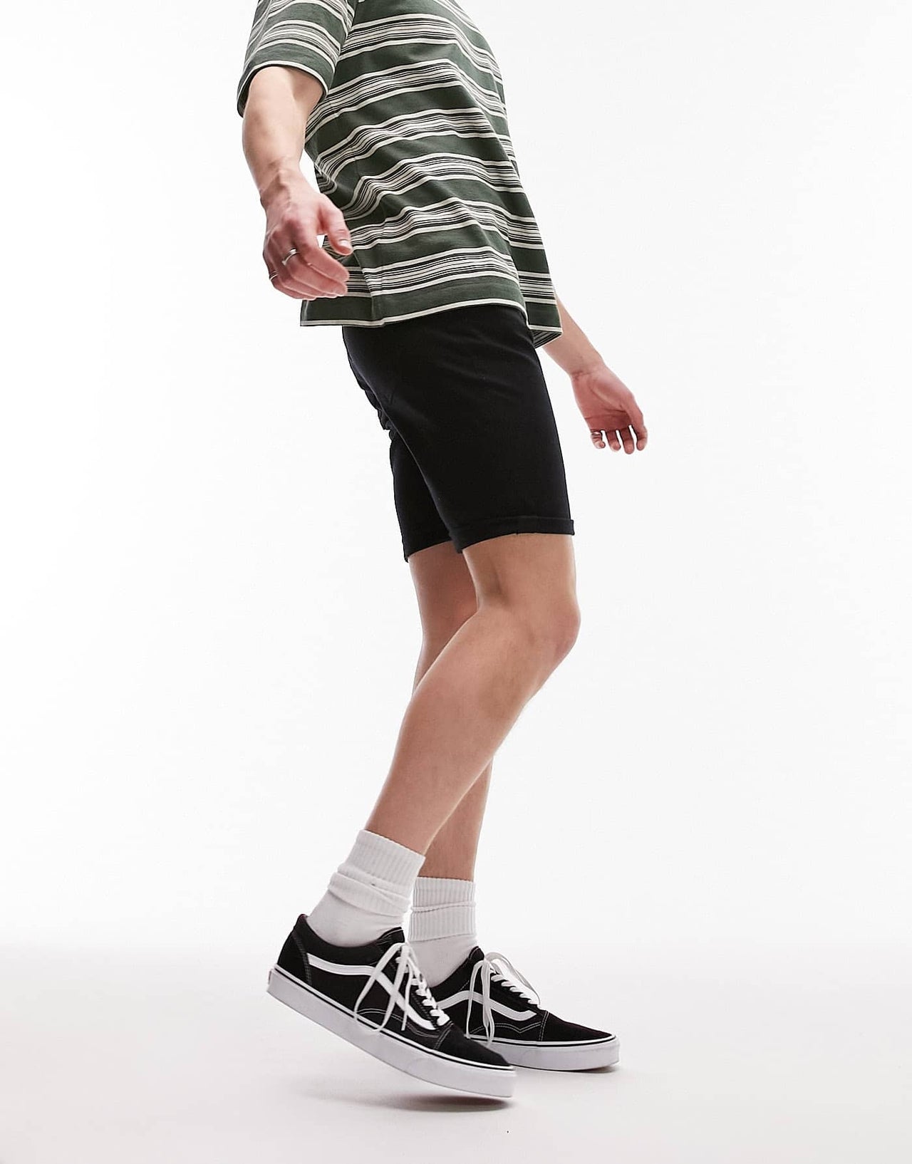 Topman skinny denim shorts in black