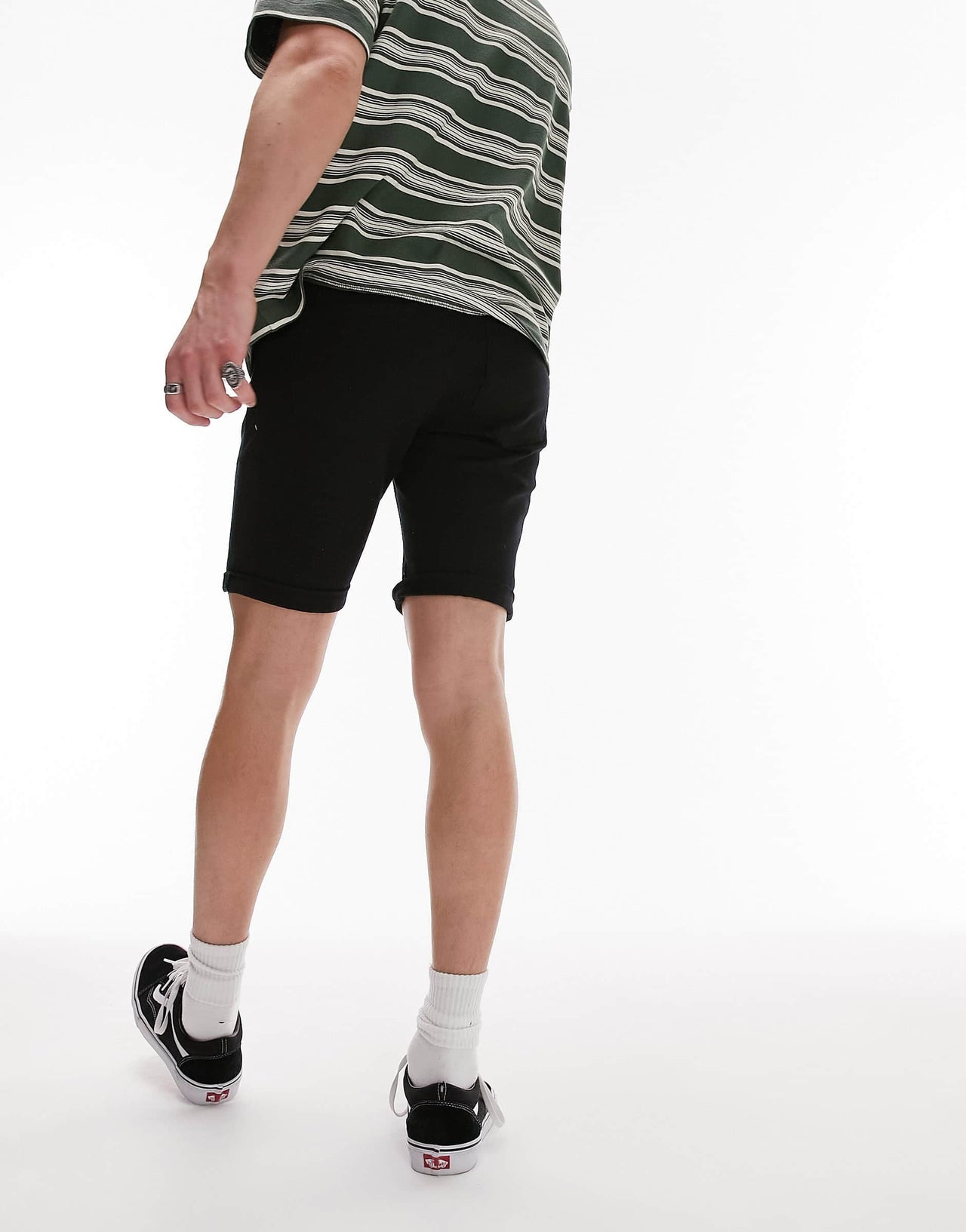 Topman skinny denim shorts in black