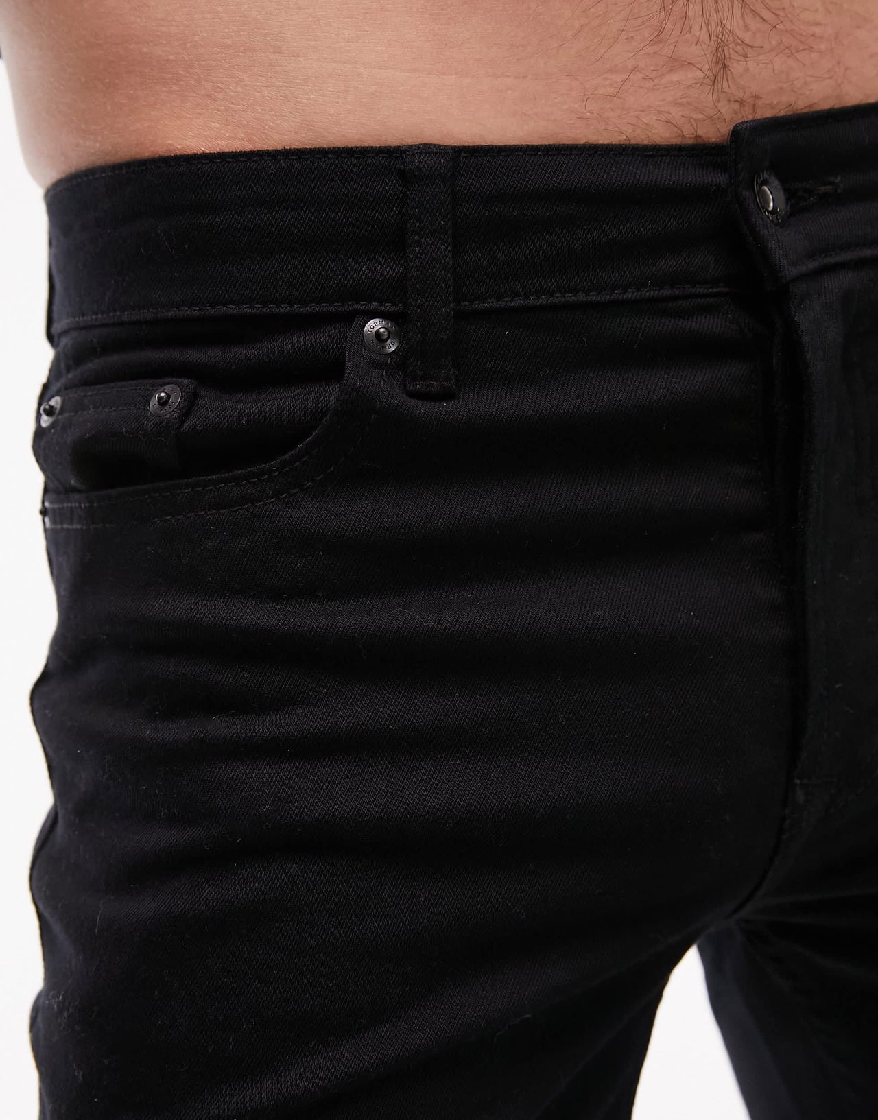 Topman skinny denim shorts in black
