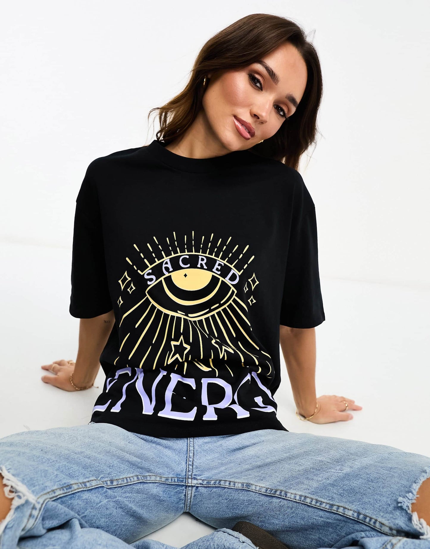 ASOS DESIGN oversized heavy weight t-shirt in sacred energy graphic in black
