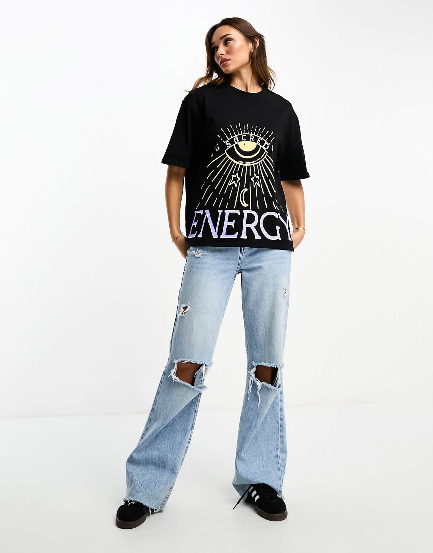 ASOS DESIGN oversized heavy weight t-shirt in sacred energy graphic in black