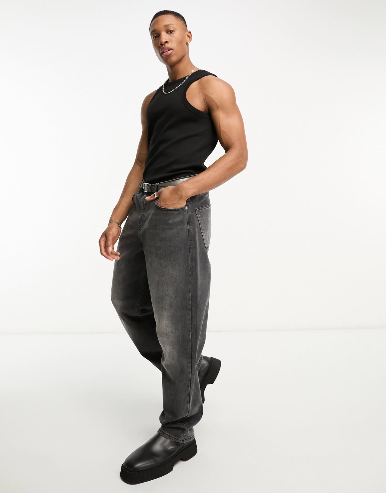 ASOS DESIGN essentials muscle  rib racer vest in black