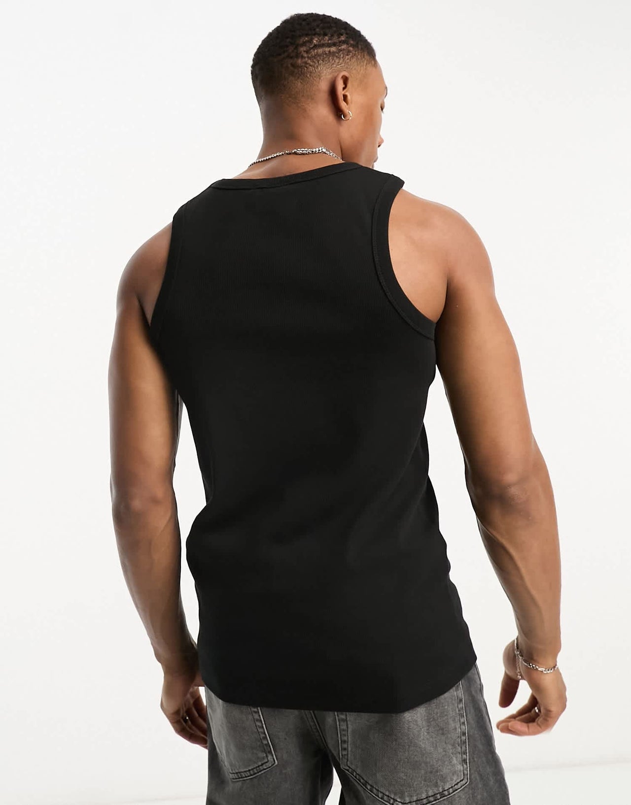 ASOS DESIGN essentials muscle  rib racer vest in black