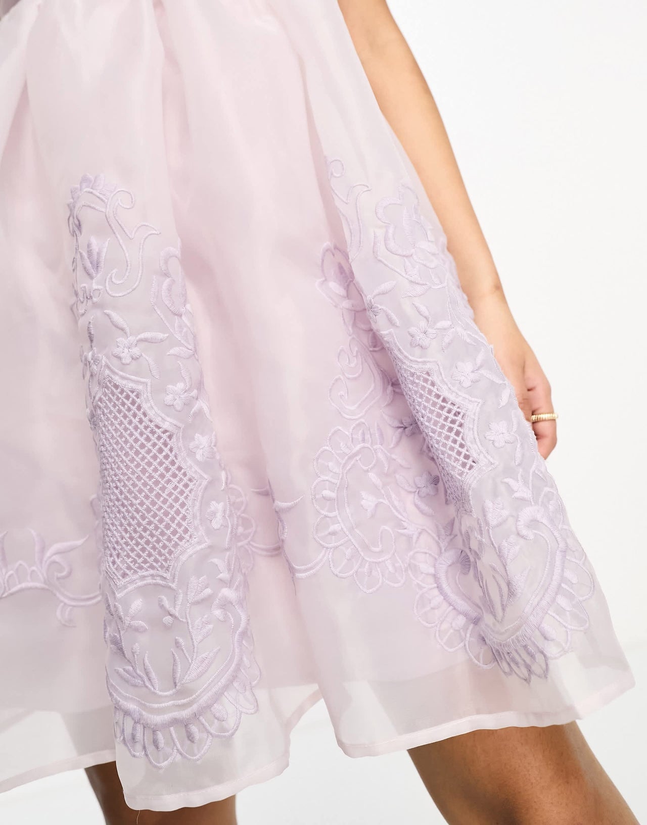 ASOS DESIGN embroidered voile mini babydoll cami dress in lilac