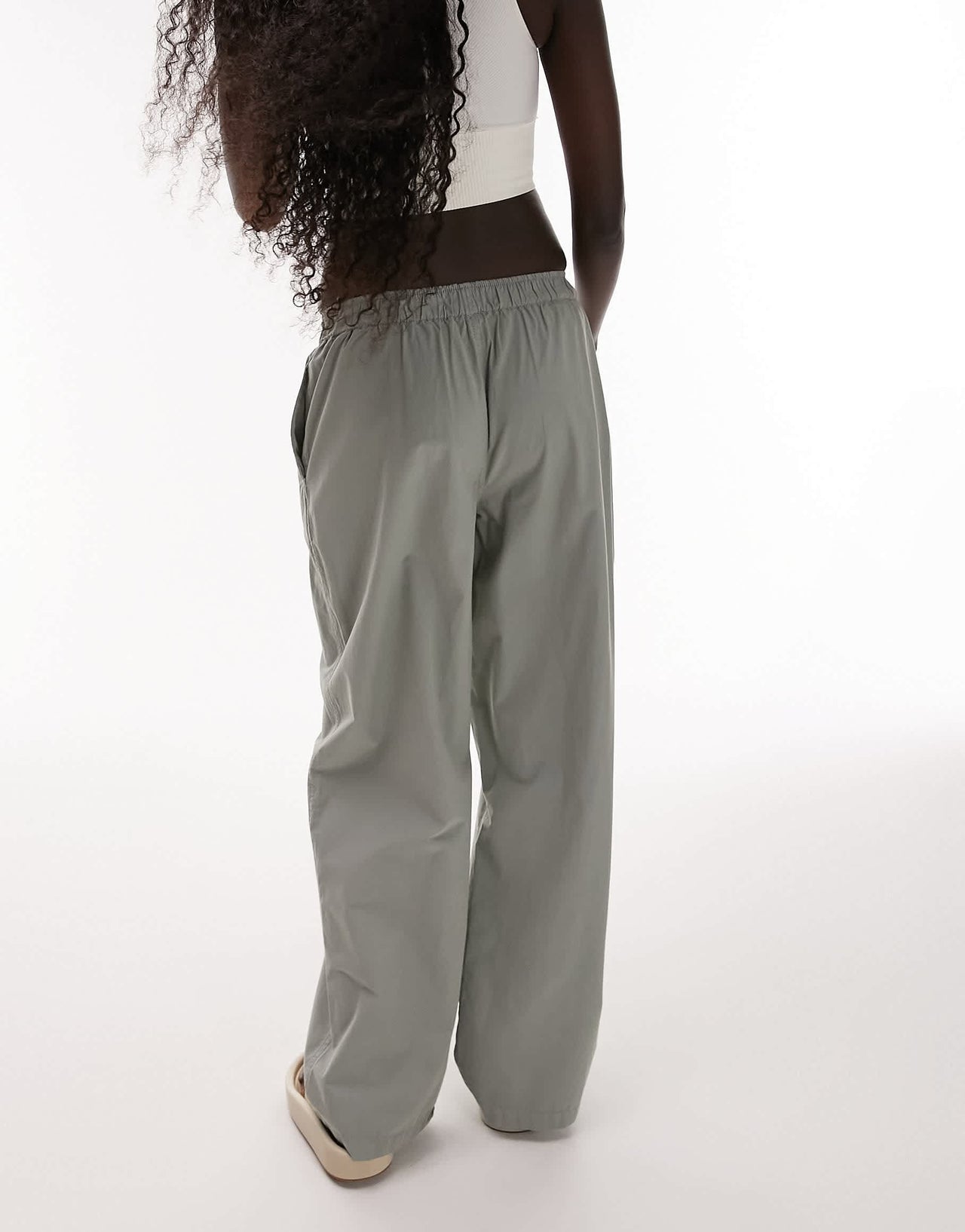 Topshop Tall tie waist relaxed straight leg trouser in sage