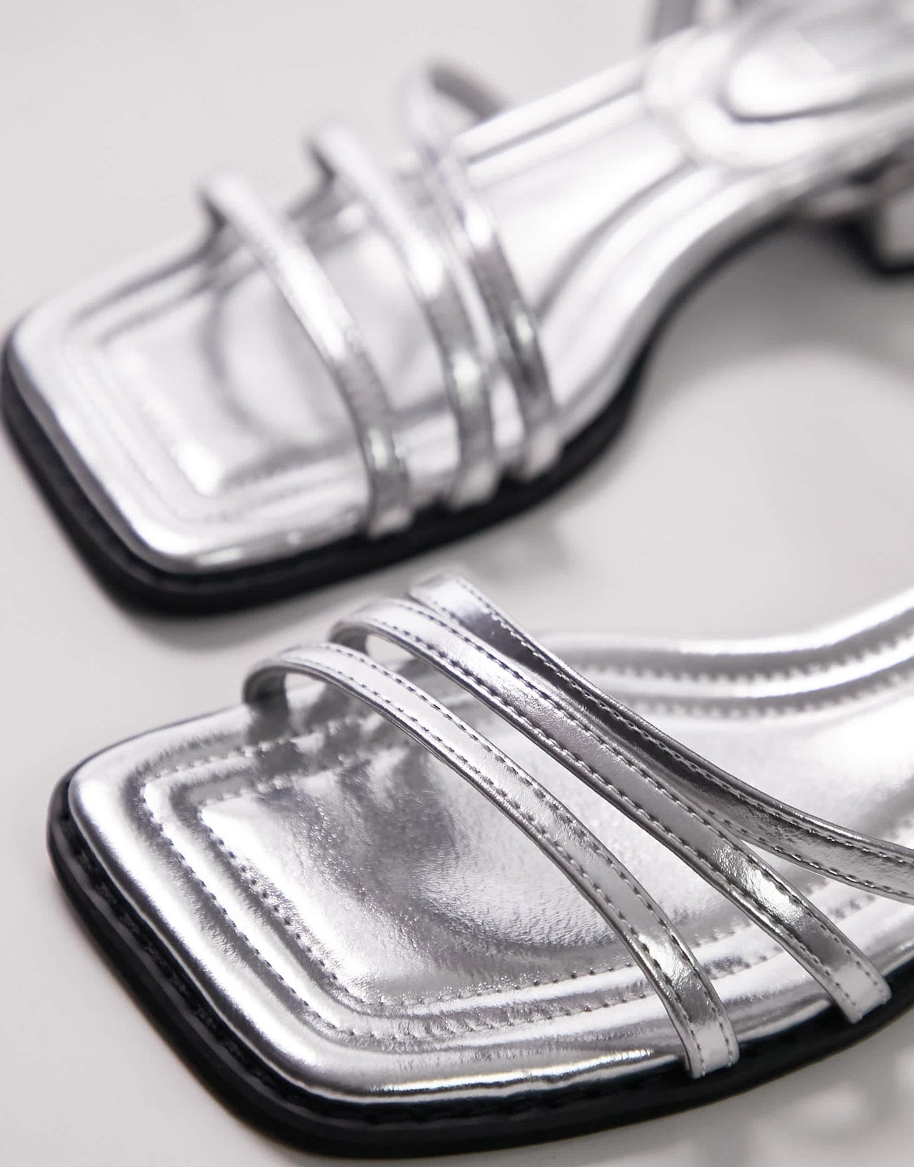 Topshop Ash two part mid heel sandal in silver