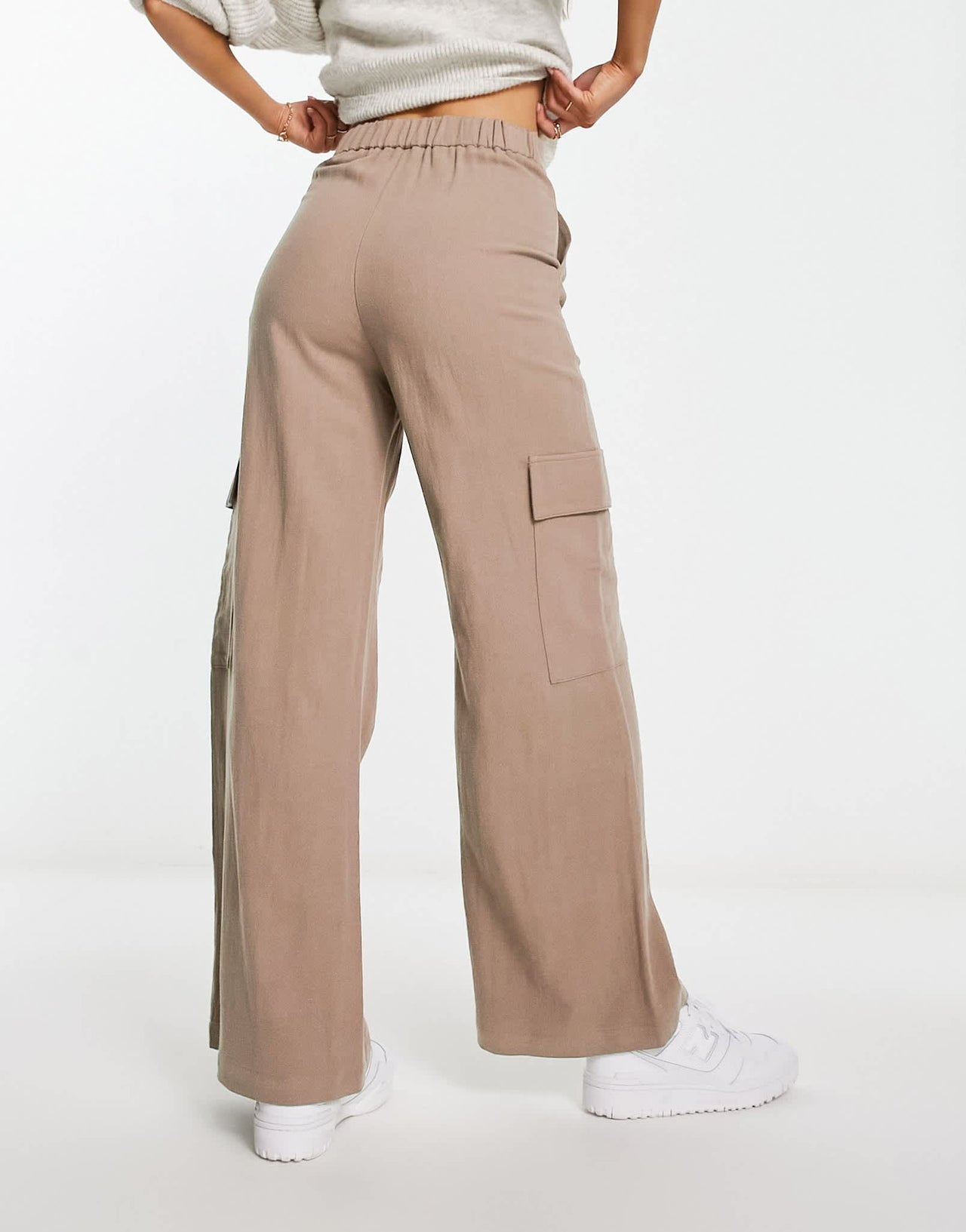 ASOS DESIGN cargo trouser with linen in taupe