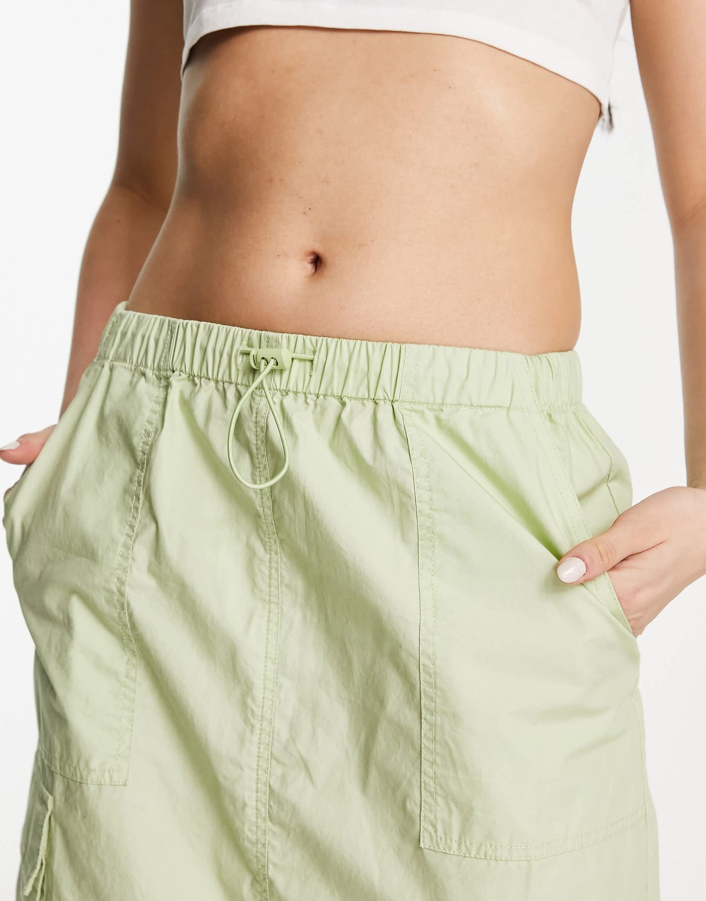 ASOS DESIGN side ruched cargo maxi skirt in sage