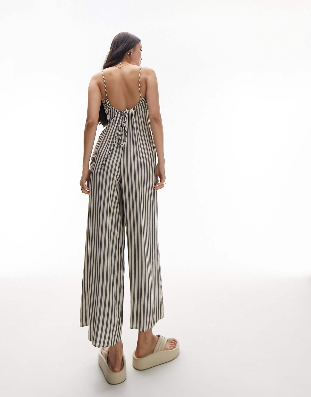 Topshop stripe linen jumpsuit in multi