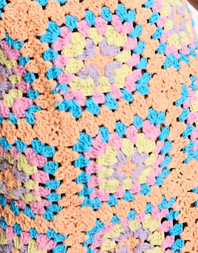 Miss Selfridge festival crochet knit mini dress in multi
