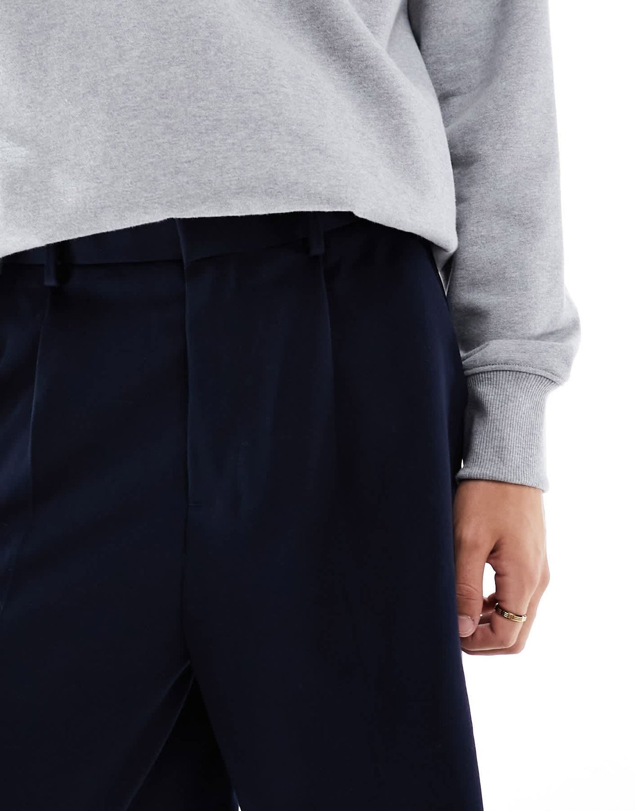 ASOS DESIGN smart wide shorts in navy