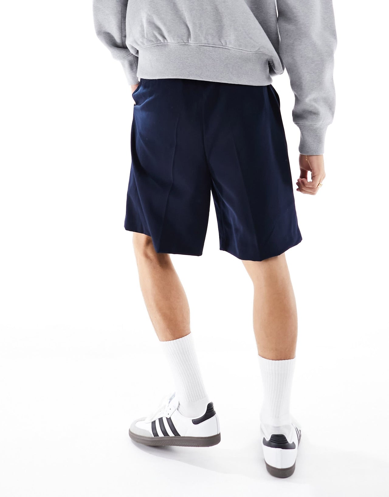 ASOS DESIGN smart wide shorts in navy