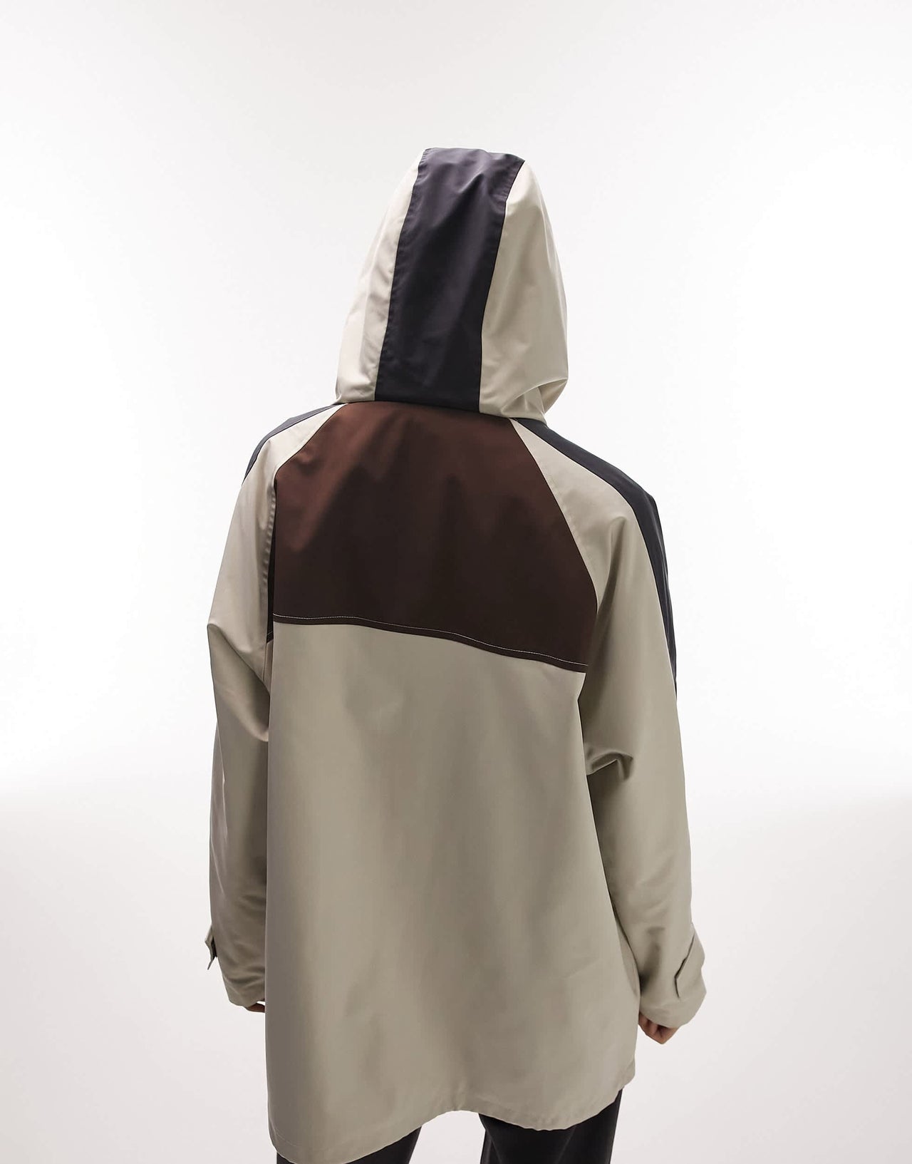 Topshop hooded sporty rain jacket in beige