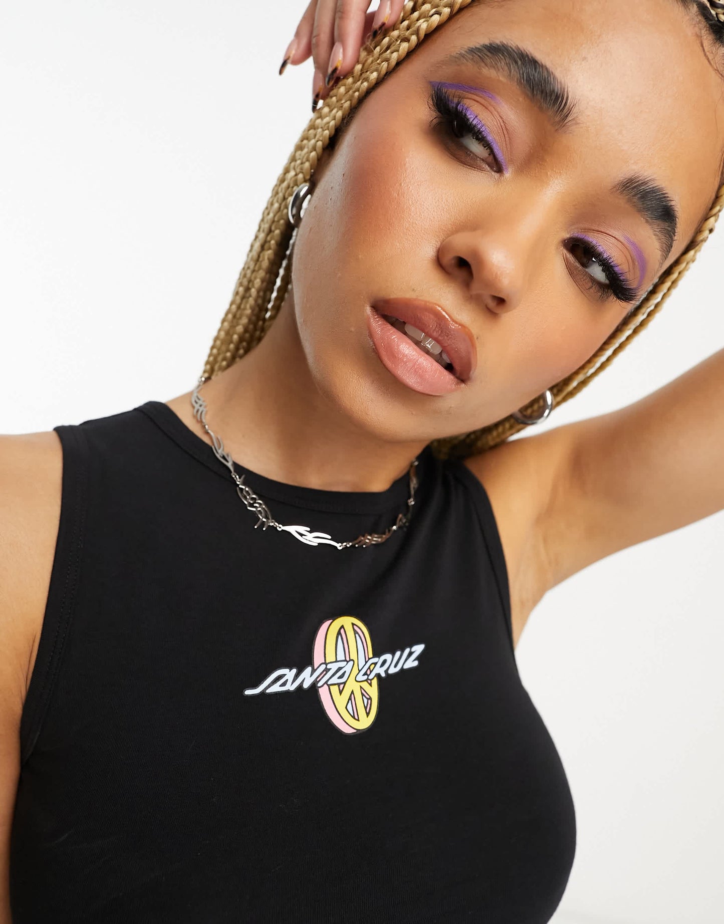 Santa Cruz peace strip crop top in black Exclusive at ASOS