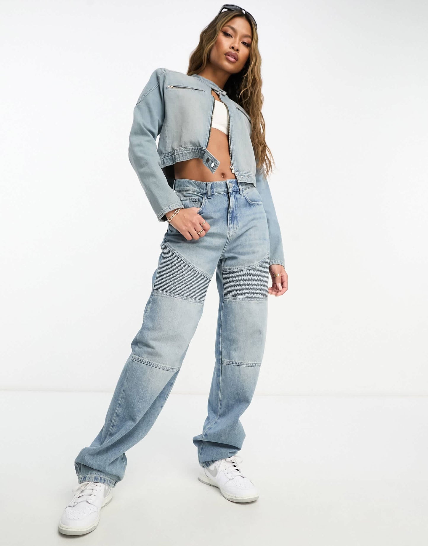 ASYOU motorcross straight jean co-ord in bleach tint