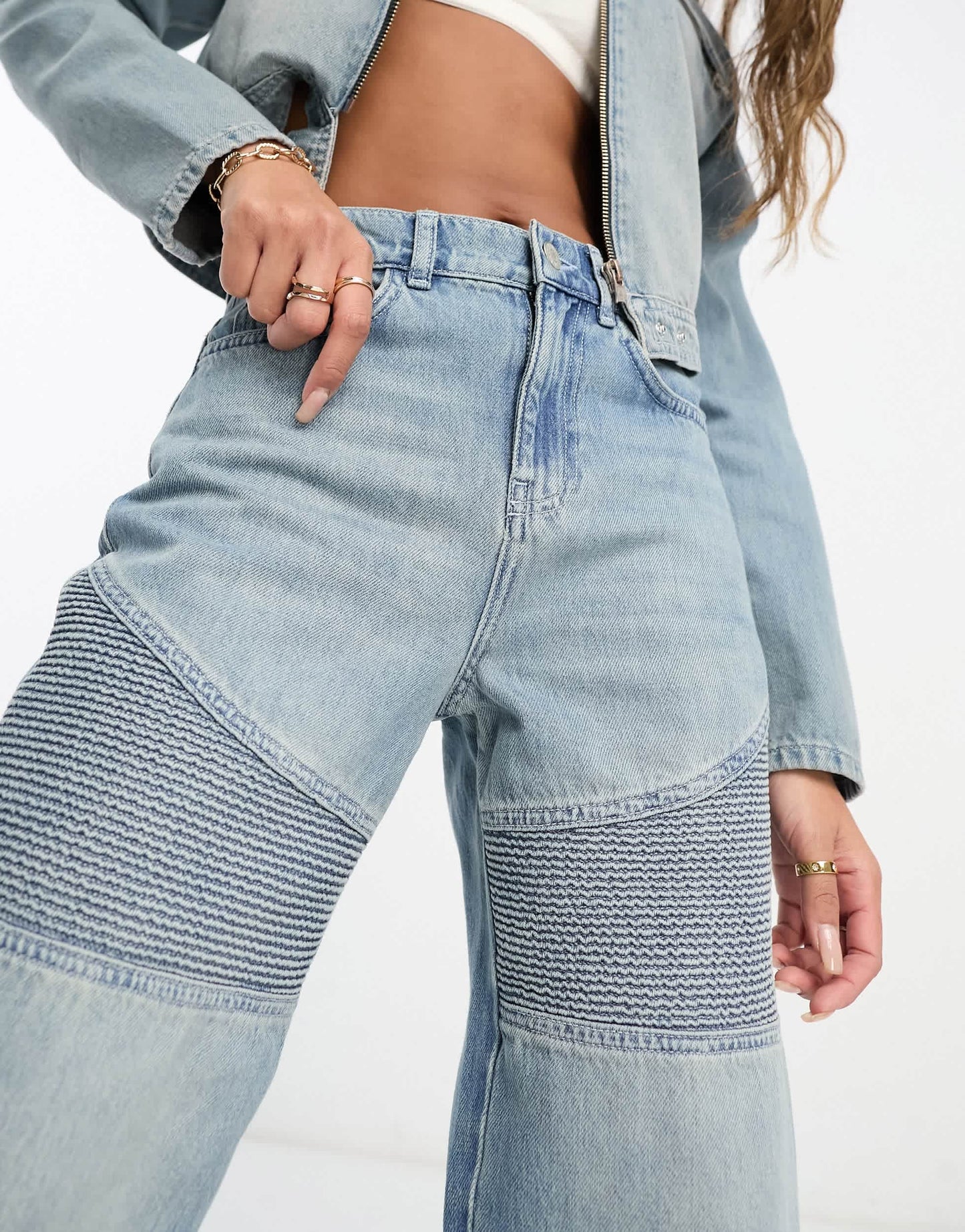 ASYOU motorcross straight jean co-ord in bleach tint