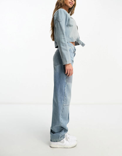 ASYOU motorcross straight jean co-ord in bleach tint