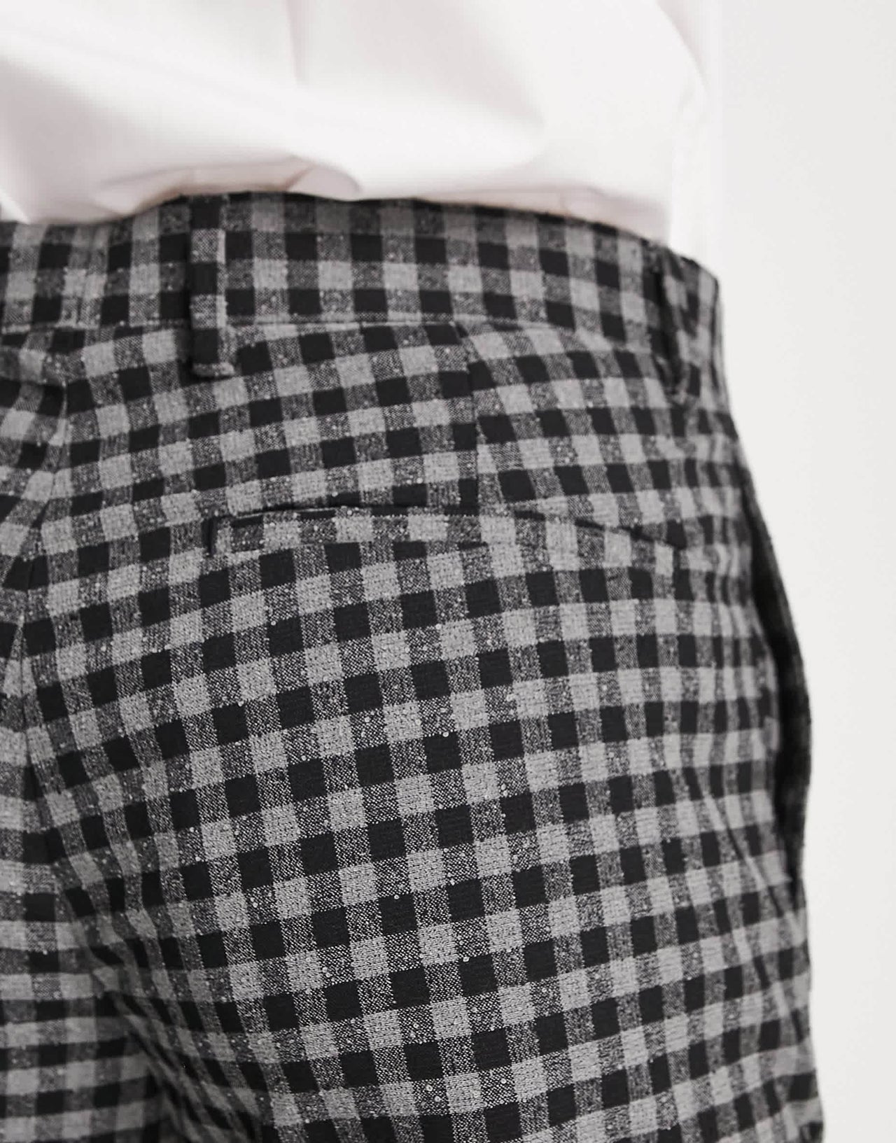 River Island boucle check slim suit trousers in grey marl