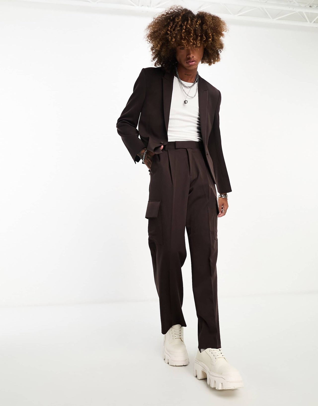ASOS DESIGN suit jacket in brown